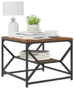 Mesa de centro vidaXL com prateleira em madeira envelhecida 51x50x40 c