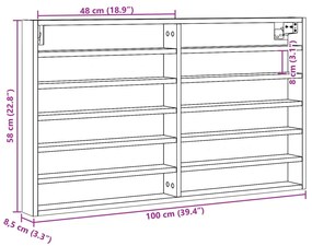 Armário vitrine 100x8,5x58 cm derivados de madeira cinza sonoma