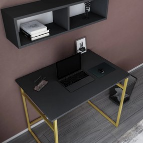 Secretária de Estudo Hussum - Dourado Antracite - 90x60x75cm