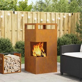 vidaXL Fogueira 50x50x100 cm Aço Corten