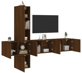 vidaXL 5pcs móveis de parede p/ TV derivados madeira carvalho castanho