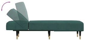 Chaise longue veludo verde-escuro