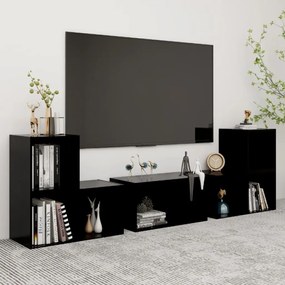 vidaXL 6 pcs conjunto de móveis de TV contraplacado preto