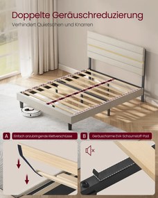 Estrutura de cama de casal moderna 140 x 200 cm (COLCHAO NÃO INCLUIDO) com cabeceira estofada para quarto Cappuccino bege