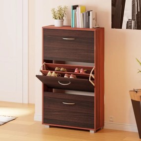 Sapateira com 3 gavetas espaçosas 115 x 61 x 24 cm Preto + Castanho