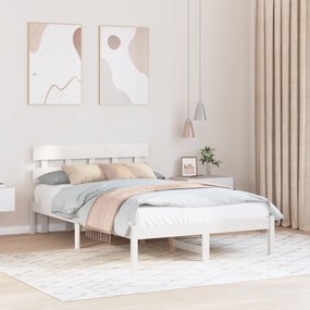 vidaXL Estrado de Cama com Cabeceira Branca 120x200 cm Madeira Maciça de Pinho