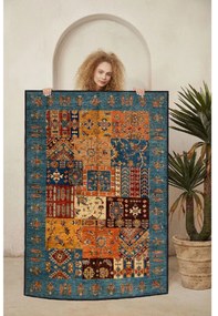 Tapete Eexfab445-Klm – Camel, Laranja, Vermelho Telha, Azul – 80x150 c
