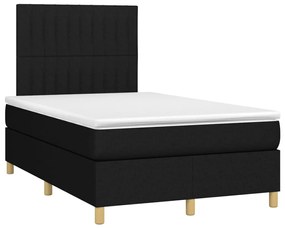 Cama box spring c/ colchão e LED 120x200 cm tecido preto