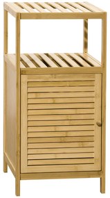 kleankin Estante Bambu Casa de Banho Armário Armazenamento 1 Porta Prateleira Compacto 33x36,5x67 cm Madeira