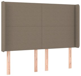 Cama box spring colchão/LED 140x200 cm tecido cinza-acastanhado