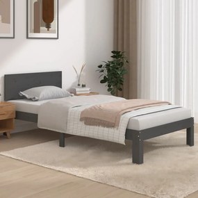 vidaXL Estrutura de cama solteiro 90x190 cm madeira maciça cinza