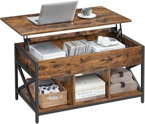Mesa de centro elevável com tampo oculto e compartimentos de armazenamento | VASAGLE | 100 x 50 x 62 cm | LCT202B01V1.