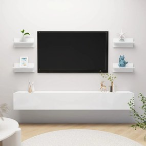 vidaXL Estantes de parede 4 pcs 40x11,5x18 cm branco brilhante