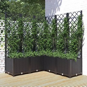 vidaXL Vaso/floreira jardim c/ treliça 120x120x136 cm PP preto