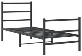 Estrutura de cama com cabeceira e pés 80x200 cm metal preto