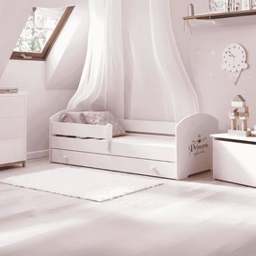 Cama infantil branca com gaveta Luk 160x80 - colchão e estrado incluído