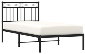 Estrutura de cama com cabeceira 90x200 cm metal preto