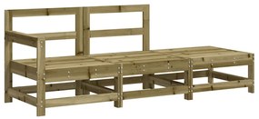 3 pcs conjunto lounge de jardim c/ almofadões pinho impregnado