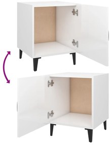 Mesas de cabeceira 2 pcs madeira processada branco brilhante