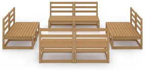 8 pcs conjunto lounge de jardim pinho maciço castanho mel