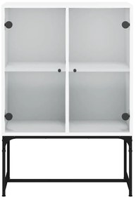 Armário de apoio c/ portas de vidro 69x37x100 cm branco