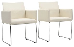 vidaXL Cadeiras de jantar 2 pcs tecido aspeto linho branco