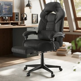 Cadeira de escritório ergonómica com apoio para os pés Preto