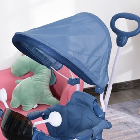 Triciclo infantil com toldo Barreira Apoio para os pés Luz e Música 93x51x94 cm Azul