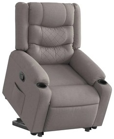 vidaXL Poltrona reclinável elevatória tecido cinzento-acastanhado