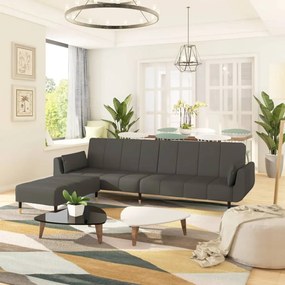 vidaXL Sofá-cama 2 lugares c/ banco/2 almofadões veludo cinza-escuro