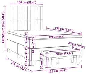 Cama boxspring c/ colchão 120x190cm tecido castanho-acinzentado