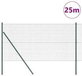Cerca de Fio Soldado com 13 Postes Verde 1.2x25 m Aço