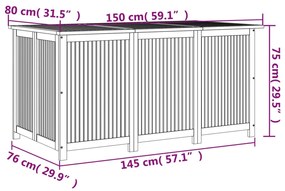 Caixa de arrumação para jardim 150x80x75 cm acácia maciça