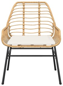Conjunto jantar jardim 3 peças almofadas vidro vime PE castanho