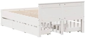 Cama sem colchão com cabeceira 135x190 cm pinho maciço branco