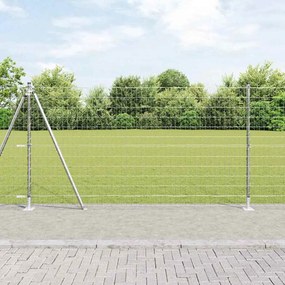 vidaXL Cerca Euro com 7 Postes Flangeados 1.2x10 m de Aço Galvanizado