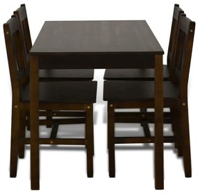 Conjunto Mesa com 4 Cadeiras / Madeira - Marrom
