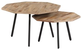 vidaXL 2 pcs conjunto mesas de centro hexagonais em teca recuperada