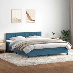 vidaXL Cama box spring c/ colchão e LED 180x210 cm veludo azul-escuro