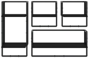 4 pcs prateleiras de parede derivados de madeira preto