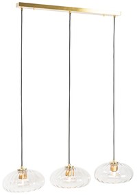 Candeeiro suspenso dourado com vidro alongado 3 luzes - Ayesha Art Deco