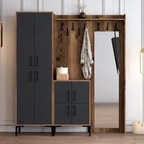 Cabideiro Berlin ABC – Nogueira e Antracite – 180x200x35 cm