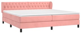 Cama com molas/colchão 200x200 cm veludo rosa