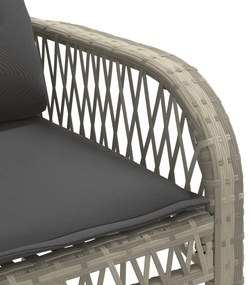4 pcs conj. sofás jardim c/ almofadões vime PE cinzento-claro