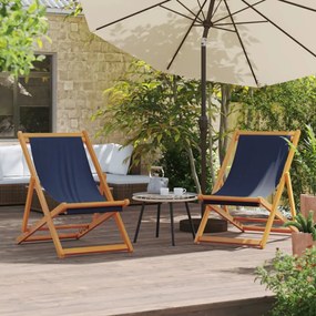 vidaXL Cadeiras de praia dobráveis 2 pcs tecido azul