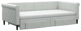 Sofá-cama c/ gavetão e gavetas 100x200 cm veludo cinzento-claro