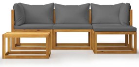 5 pcs conj. lounge jardim c/ almofadões madeira acácia maciça