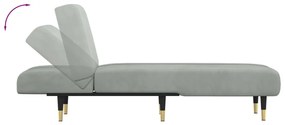 Chaise longue veludo cinzento-claro