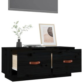 Móvel de TV 80x34x35 cm madeira de pinho maciça preto