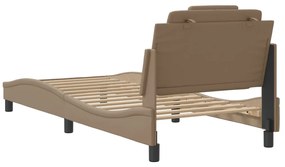 Estrutura cama cabeceira 90x200 cm couro artificial cappuccino